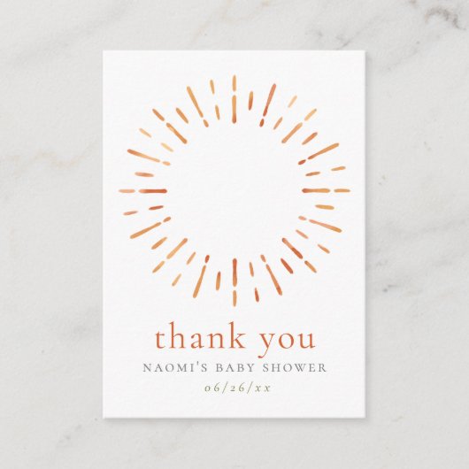 Sunshine Baby shower Dank u voor uw gunst Informatiekaartje (Voorkant)