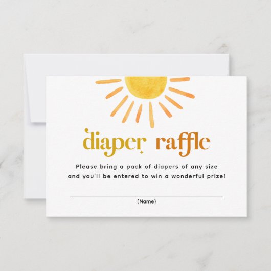 Sunshine Baby shower Diaper Raffle Kaart (Voorkant)