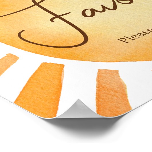 Sunshine Baby shower Favorieten Poster (Hoek)