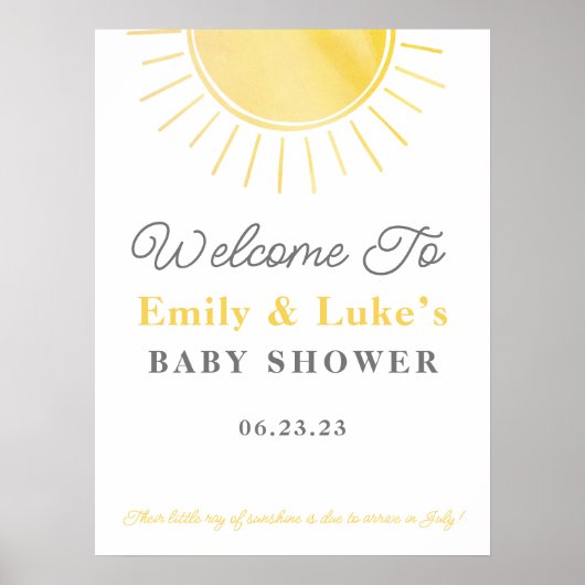 Sunshine Baby shower Gender Neutral Welcome Poster (Voorkant)