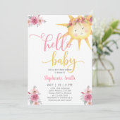 Sunshine Baby shower Girl Invitation Kaart (Staand voorkant)