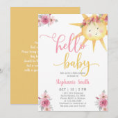 Sunshine Baby shower Girl Invitation Kaart (Voorkant / Achterkant)