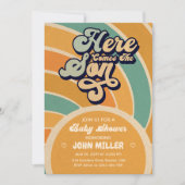 Sunshine Baby shower hier komen de zoon Retro Kaart (Voorkant)