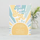 Sunshine Baby shower hier komt de Son Blue Rays Kaart (Staand voorkant)