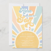 Sunshine Baby shower hier komt de Son Blue Rays Kaart (Voorkant)