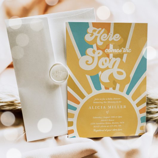 Sunshine Baby shower hier komt de Son Blue Rays Kaart