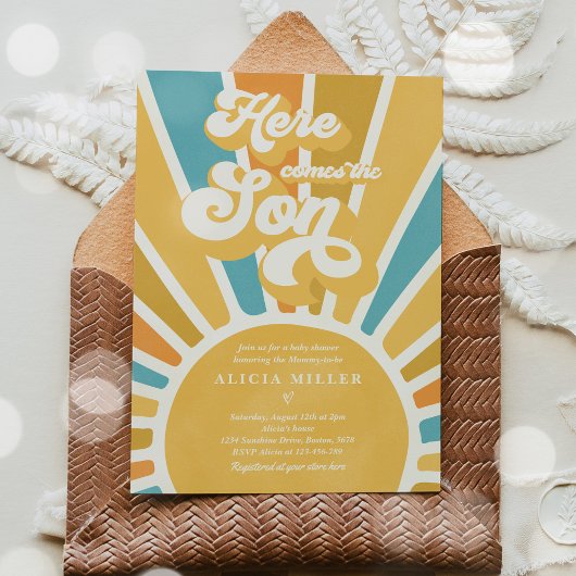 Sunshine Baby shower hier komt de Son Blue Rays Kaart