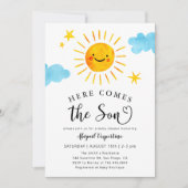 Sunshine Baby shower Hier komt de Son Invitation Kaart (Voorkant)