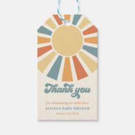 Sunshine Baby shower hier komt de zongele stralen Cadeaulabel