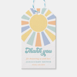 Sunshine Baby shower hier komt de zongele stralen Cadeaulabel