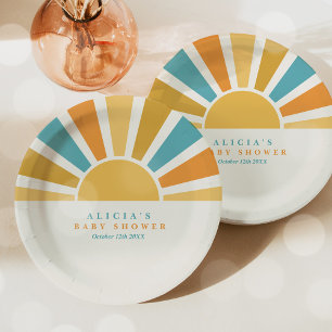 Sunshine Baby shower hier komt de zongele stralen Papieren Bordje