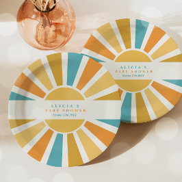 Sunshine Baby shower hier komt de zongele stralen Papieren Bordje