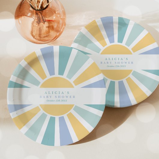 Sunshine Baby shower hier komt de zongele stralen Papieren Bordje