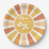 Sunshine Baby shower hier komt de zongele stralen Papieren Bordje (Voorkant)
