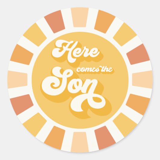 Sunshine Baby shower hier komt de zongele stralen Ronde Sticker (Voorkant)