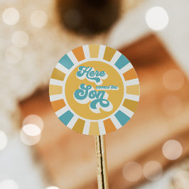 Sunshine Baby shower hier komt de zongele stralen Ronde Sticker