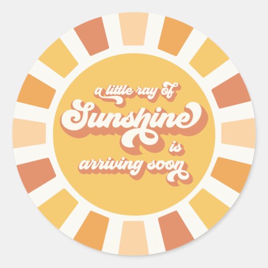 Sunshine Baby shower hier komt de zongele stralen Ronde Sticker (Voorkant)