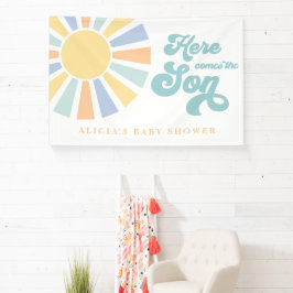 Sunshine Baby shower hier komt de zongele stralen Spandoek