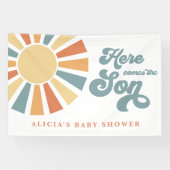 Sunshine Baby shower hier komt de zongele stralen Spandoek (Horizontaal)