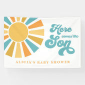 Sunshine Baby shower hier komt de zongele stralen Spandoek (Horizontaal)