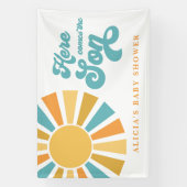 Sunshine Baby shower hier komt de zongele stralen Spandoek (Verticaal)