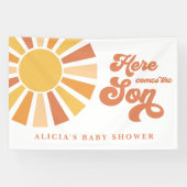 Sunshine Baby shower hier komt de zongele stralen Spandoek (Horizontaal)