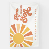 Sunshine Baby shower hier komt de zongele stralen Spandoek (Verticaal)