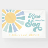 Sunshine Baby shower hier komt de zongele stralen Spandoek (Horizontaal)