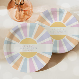 Sunshine Baby shower hier komt de zonroze stralen Papieren Bordje