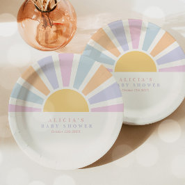 Sunshine Baby shower hier komt de zonroze stralen Papieren Bordje