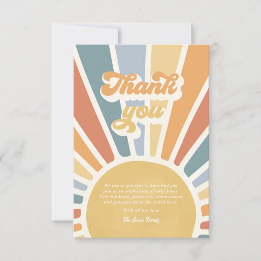 Sunshine Baby shower hier komt de zoon Bedankkaart (Voorkant)