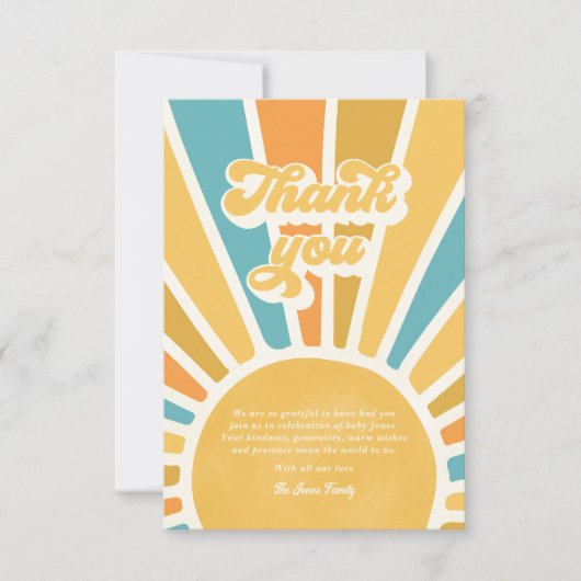Sunshine Baby shower hier komt de zoon Bedankkaart (Voorkant)