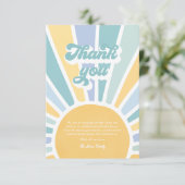 Sunshine Baby shower hier komt de zoon Bedankkaart (Staand voorkant)