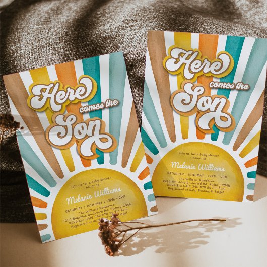 Sunshine Baby shower Hier komt de Zoon Kaart