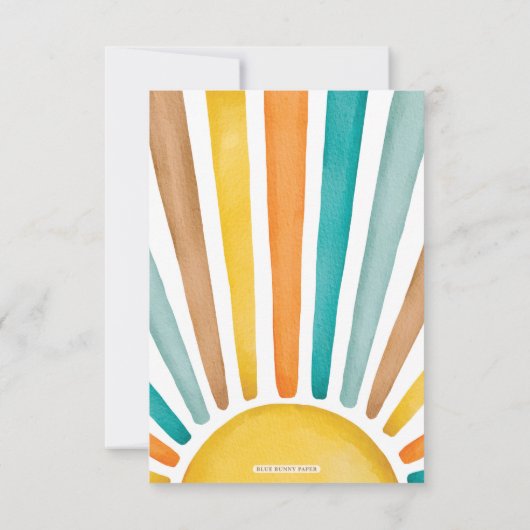 Sunshine Baby shower Hier komt de Zoon Kaart (Achterkant)