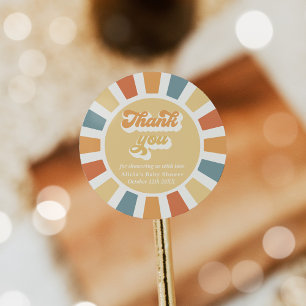 Sunshine Baby shower hier komt de zoon voor Ronde Sticker