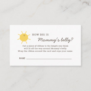 Sunshine Baby shower Hoe groot is de mommys Belly? Informatiekaartje