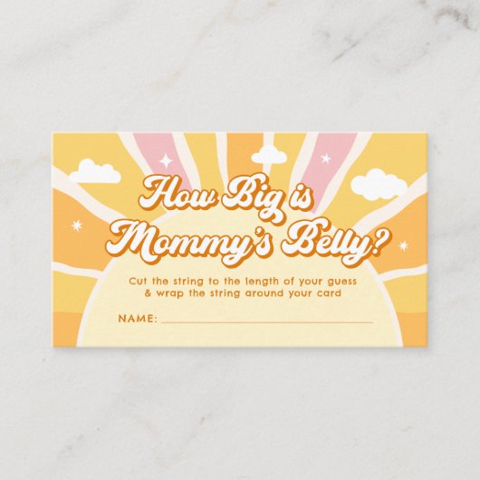 Sunshine Baby shower Hoe groot is haar buikspel Informatiekaartje (Voorkant)