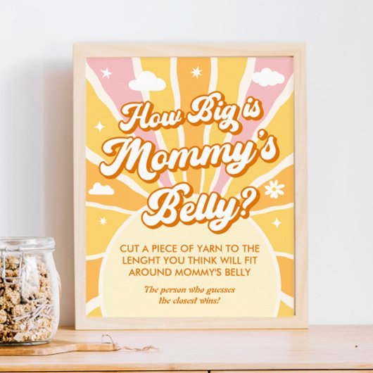 Sunshine baby shower hoe groot is mama buik poster