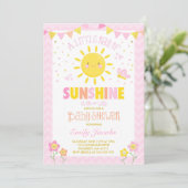 Sunshine Baby shower Invitation Girl Baby shower Kaart (Staand voorkant)
