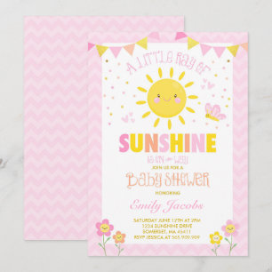 Sunshine Baby shower Invitation Girl Baby shower Kaart