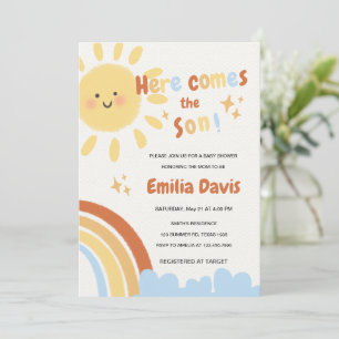 Sunshine Baby shower Invitation Here Comes the Sun Kaart