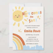 Sunshine Baby shower Invitation Here Comes the Sun Kaart (Voorkant)