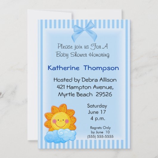 Sunshine Baby shower Invitation Kaart (Voorkant)