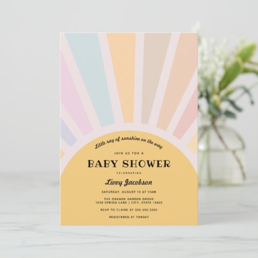 Sunshine Baby shower Invitation Kaart (Staand voorkant)
