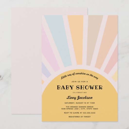 Sunshine Baby shower Invitation Kaart (Voorkant / Achterkant)