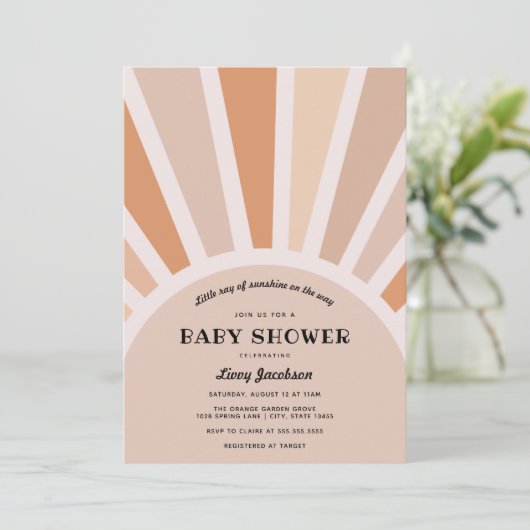 Sunshine Baby shower Invitation Kaart (Staand voorkant)