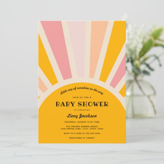 Sunshine Baby shower Invitation Kaart (Staand voorkant)