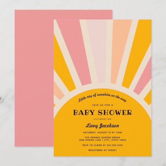 Sunshine Baby shower Invitation Kaart (Voorkant / Achterkant)