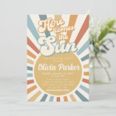 Sunshine Baby shower Invitation Retro  Kaart (Staand voorkant)